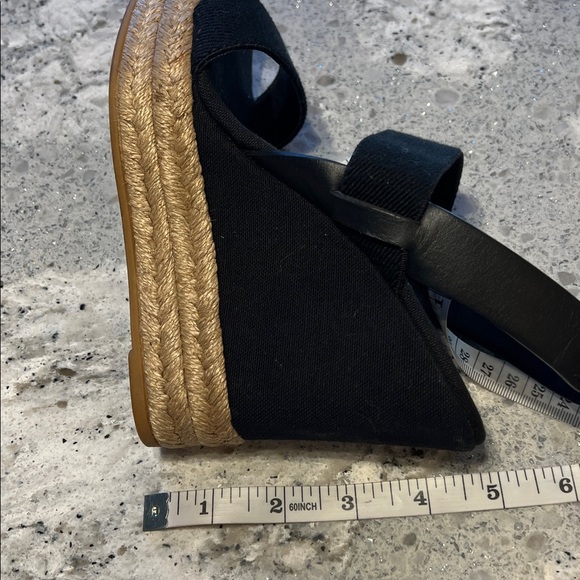 Tory Burch Black and Tan Wedge Sandals - Picture 12 of 12
